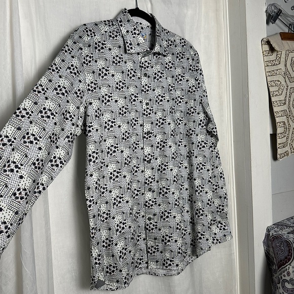 Brandolini All Over Graphic Print Button Up Dress Shirt Business Casual Vintage - Picture 5 of 17